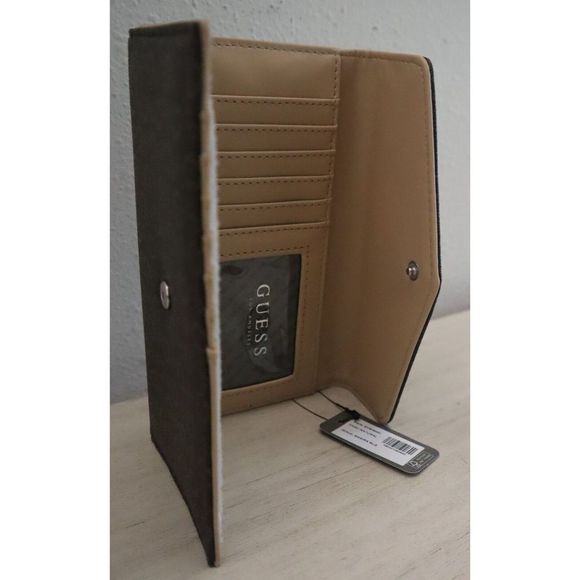 Guess SV806451 Women's Natural Brown Basira SLG "G" Print Clutch Trifold Wallet - Picture 5 of 7